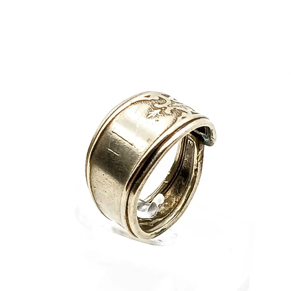 Vintage Princess Spoon Wrap Ring, Silver Plate Lady Doris Floral Bypass Ring, Un - Picture 2 of 4